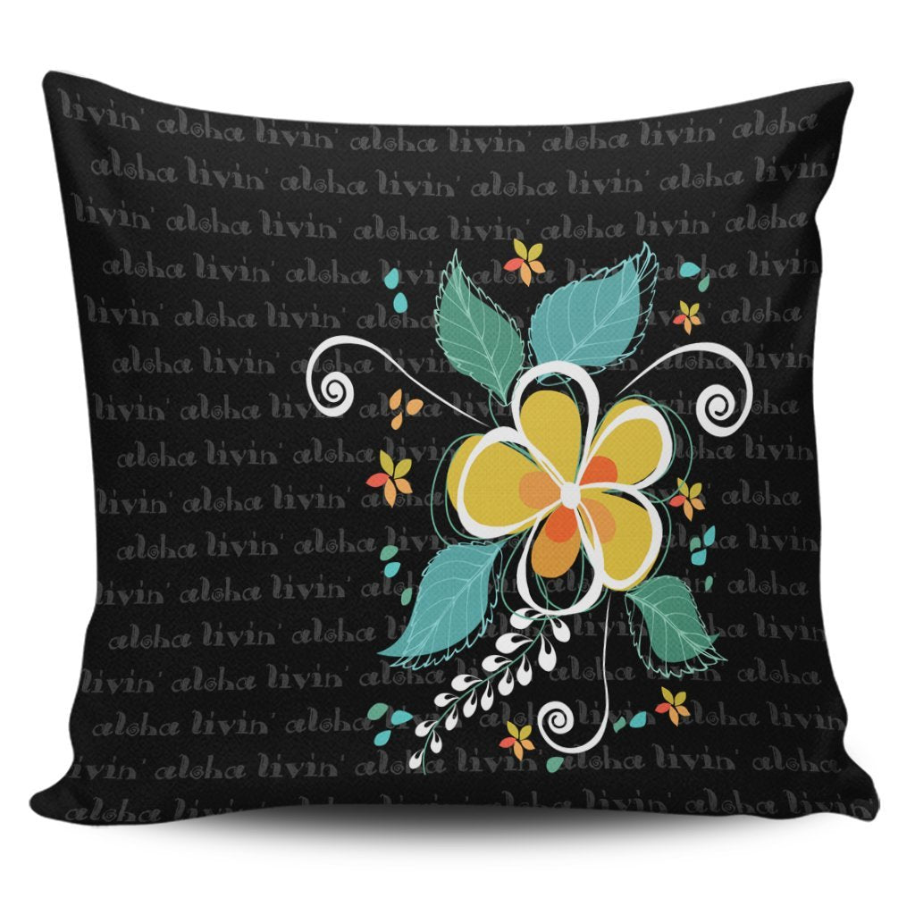 Hawaiian Aloha Plumeria Polynesian Pillow Covers - AH - AH Pillow Covers Black - Polynesian Pride