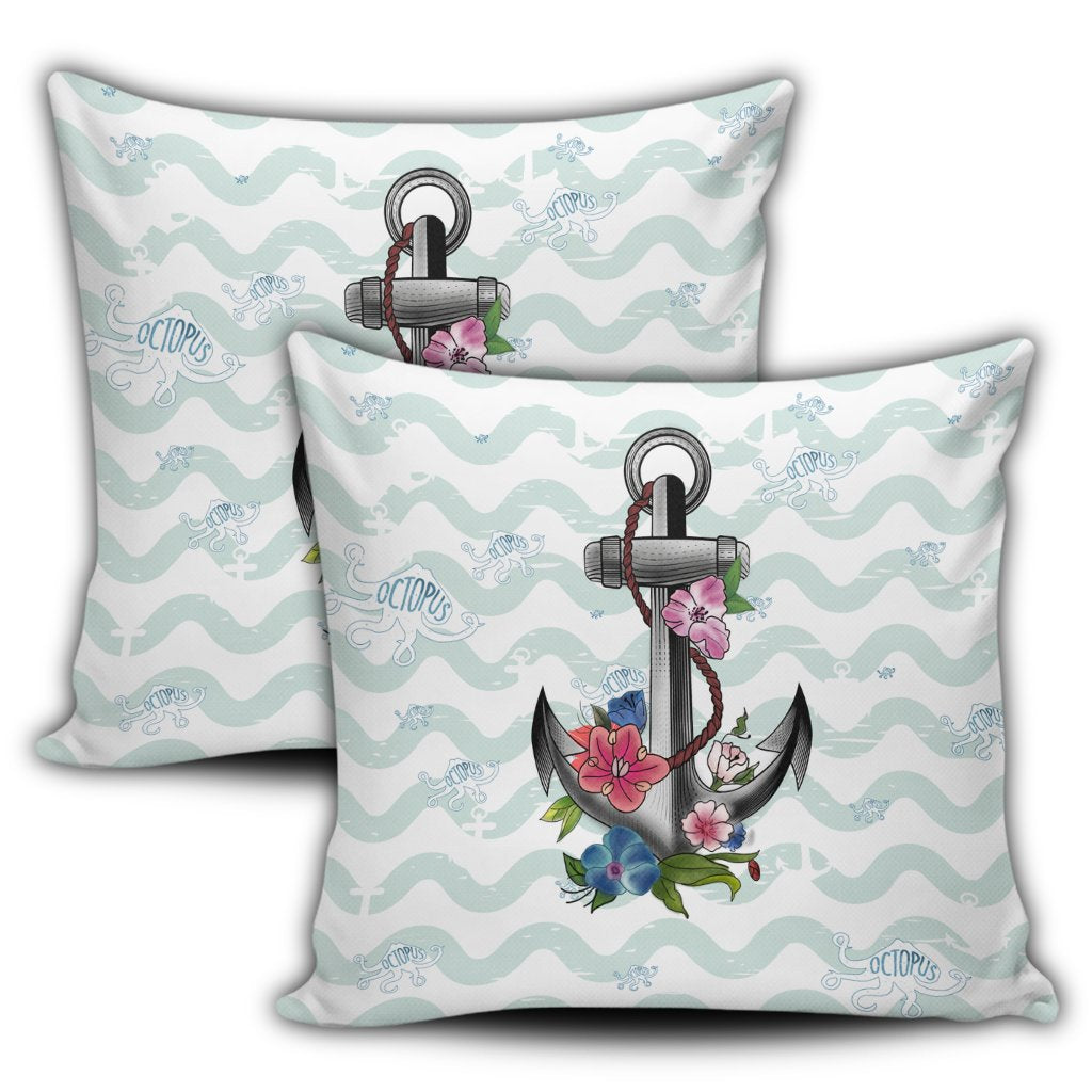 Hawaiian Anchor Hibiscus Wave Pillow Covers - AH - Polynesian Pride