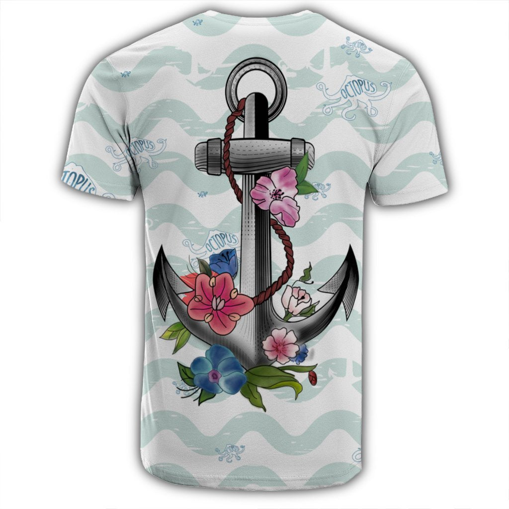 Hawaiian Anchor Hibiscus Wave T Shirt - Polynesian Pride