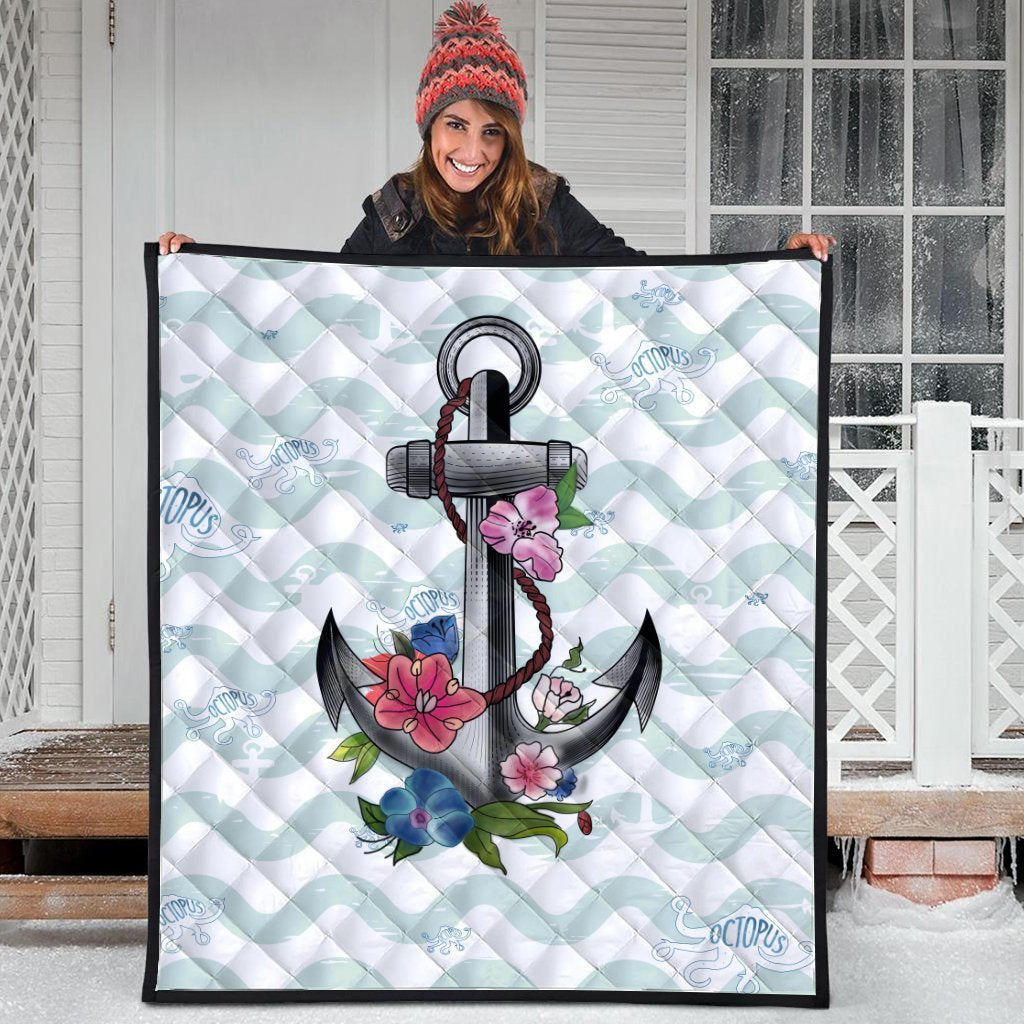 Hawaiian Anchor Hibiscus Wave Premium Quilts - AH - Polynesian Pride