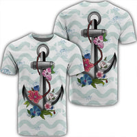 Hawaiian Anchor Hibiscus Wave T Shirt Unisex Black - Polynesian Pride