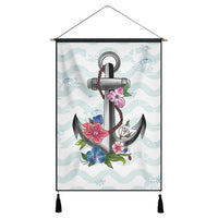 Hawaiian Anchor Hibiscus Wave Hanging Poster - AH Hanging Poster Cotton And Linen - Polynesian Pride