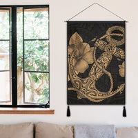 Hawaiian Anchor Poly Tribal Hibiscus Polynesian Hanging Poster Gold - AH - Polynesian Pride
