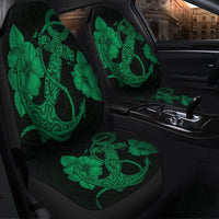 Hawaiian Anchor Poly Tribal Hibiscus Polynesian Car Seat Covers Green - AH - Polynesian Pride