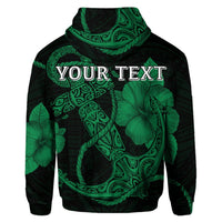 Custom Hawaiian Anchor Poly Tribal Hibiscus Polynesian Hoodie Green - Polynesian Pride