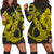 Hawaiian Anchor Poly Tribal Hibiscus Polynesian Hoodie Dress Yellow - AH Black - Polynesian Pride