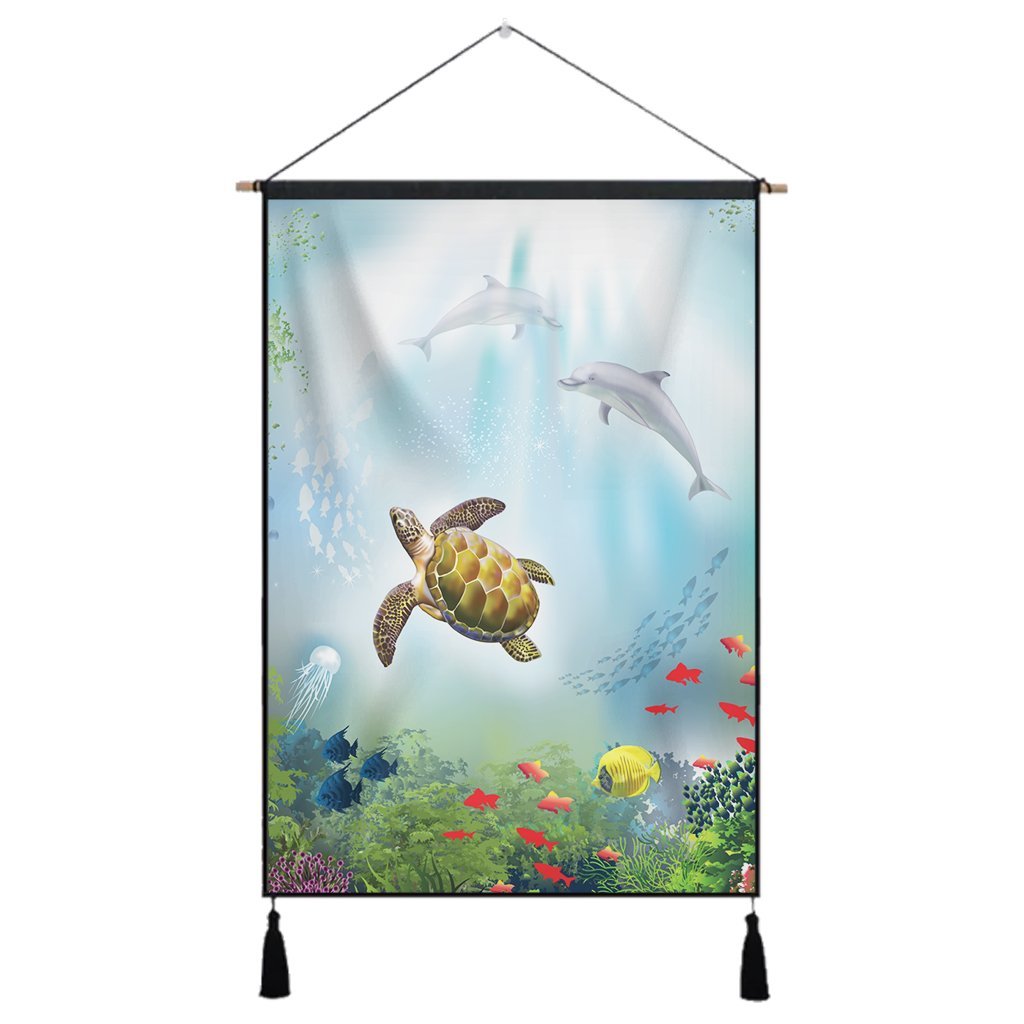Hawaiian Animal In The Ocean Polynesian Hanging Poster - AH Hanging Poster Cotton And Linen - Polynesian Pride