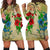 Hawaiian Blue And Red Hibiscus Polynesian Hoodie Dress - AH Black - Polynesian Pride