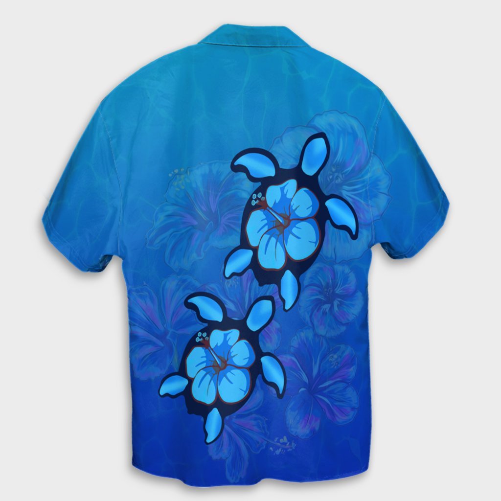 Hawaiian Blue Turtle and Hibiscus Polynesian Hawaiian Shirt - AH - Polynesian Pride