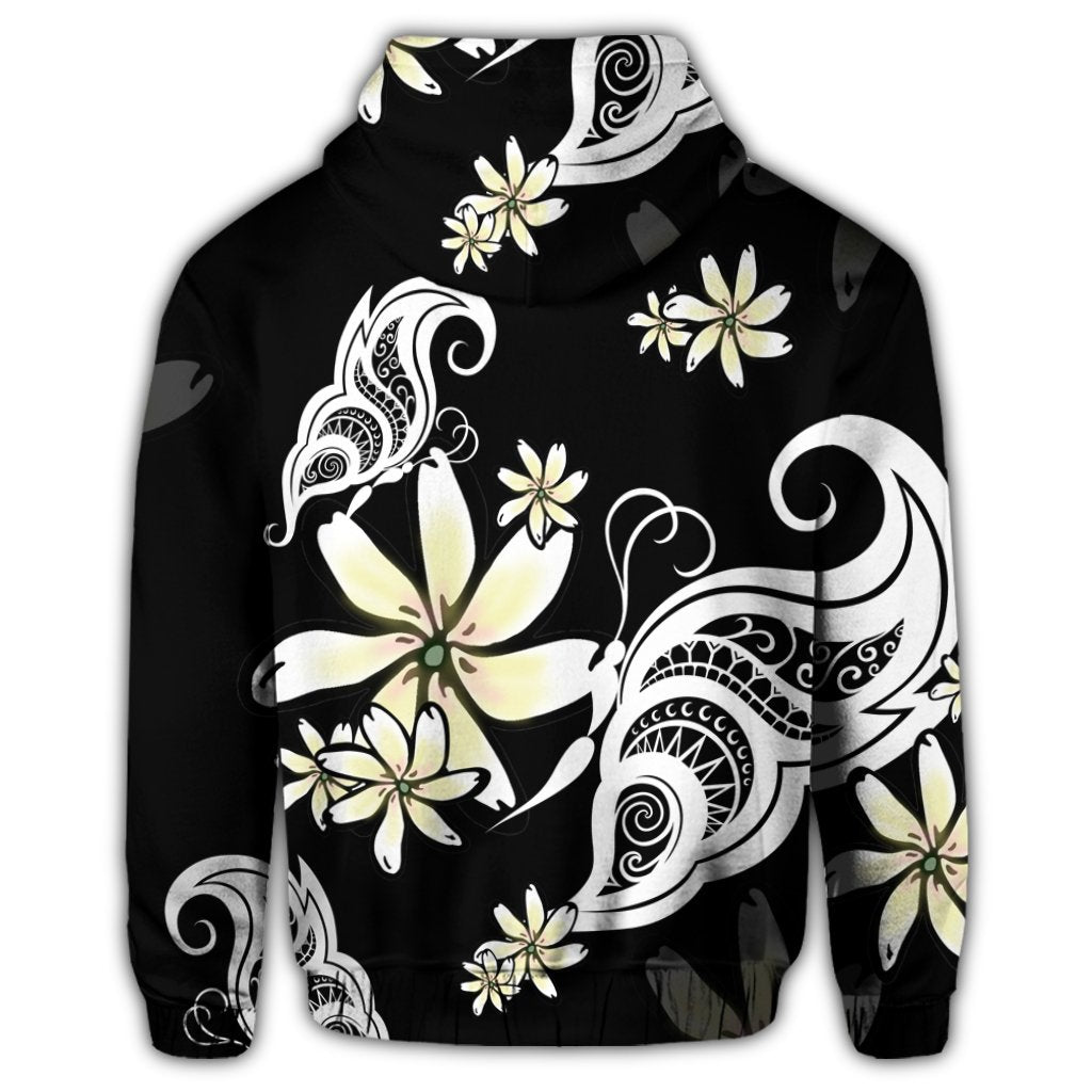 Hawaiian Butterfly Plumeria Polynesian Zip Hoodie - Polynesian Pride