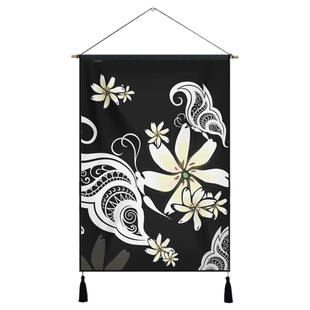 Hawaiian Butterfly Plumeria Polynesian Hanging Poster - AH Hanging Poster Cotton And Linen - Polynesian Pride