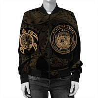 Hawaiian Coat Of Arms Turtle Polynesian Bomber Jacket Gold AH - Polynesian Pride