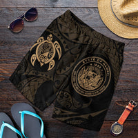 Hawaiian Coat Of Arms Turtle Polynesian Men's Shorts Gold AH Art - Polynesian Pride