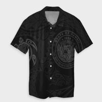 Hawaiian Coat Of Arms Turtle Polynesian Hawaiian Shirt Gray AH Unisex Black - Polynesian Pride