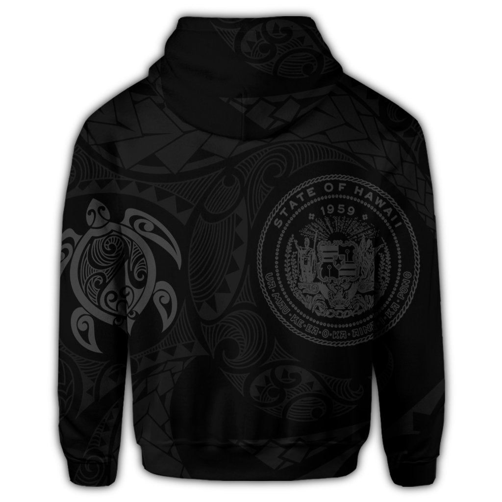 Hawaiian Coat of Arms Turtle Polynesian Hoodie Gray - Polynesian Pride