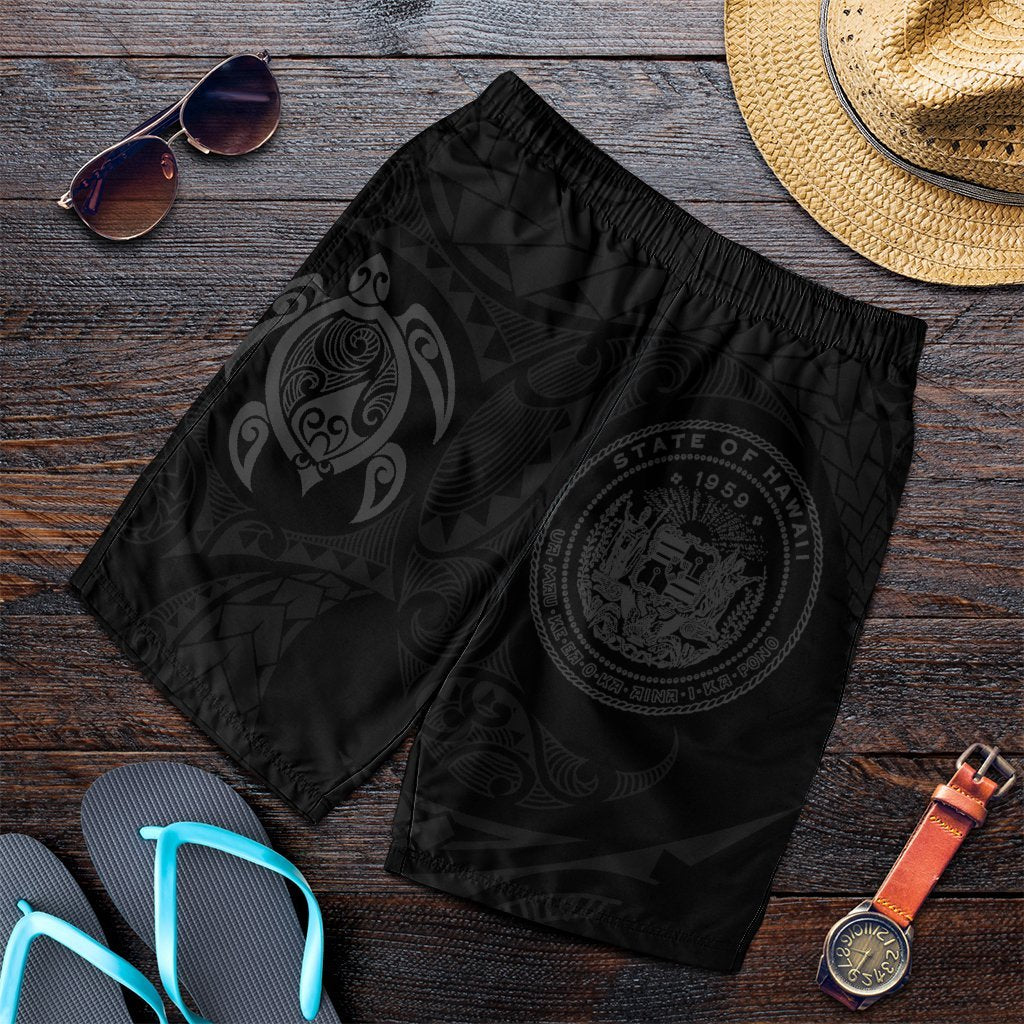 Hawaiian Coat Of Arms Turtle Polynesian Men's Shorts Gray AH Art - Polynesian Pride