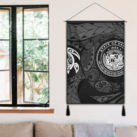 Hawaiian Coat Of Arms Turtle Polynesian Hanging Poster White AH - Polynesian Pride