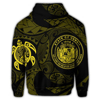 Hawaiian Coat of Arms Turtle Polynesian Hoodie Yellow - Polynesian Pride