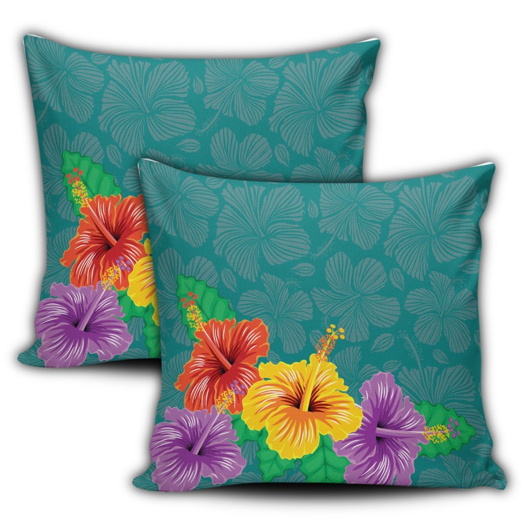 Hawaiian Colorful Hibiscus Polynesian Pillow Covers - AH - Polynesian Pride