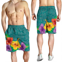 Hawaiian Colorful Hibiscus Polynesian Men's Shorts - AH - Polynesian Pride