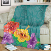 Hawaiian Colorful Hibiscus Polynesian Premium Blankets - AH - Polynesian Pride