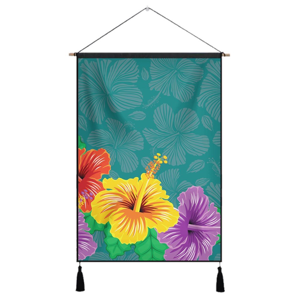 Hawaiian Colorful Hibiscus Polynesian Hanging Poster - AH Hanging Poster Cotton And Linen - Polynesian Pride
