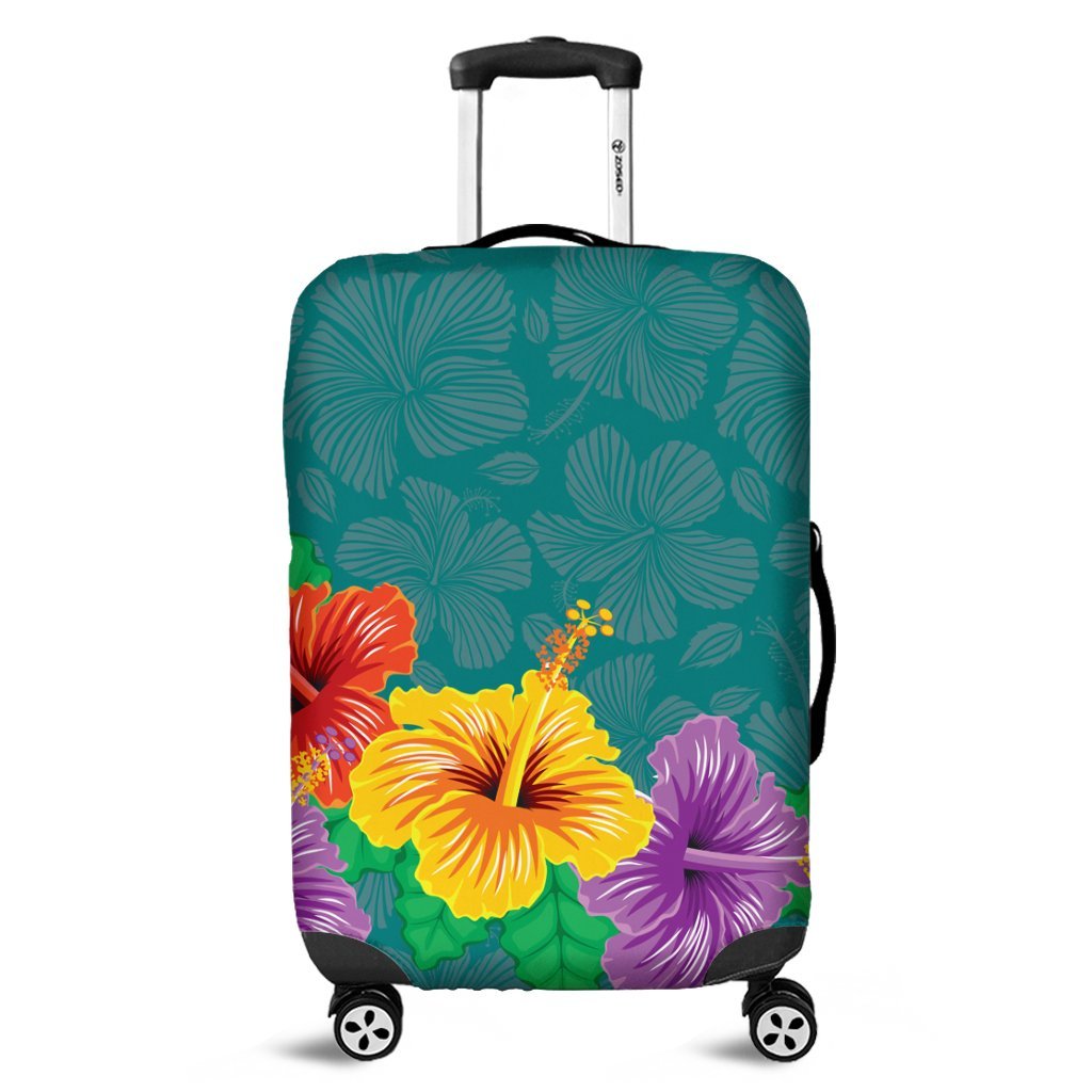 Hawaiian Colorful Hibiscus Polynesian Luggage Covers - AH Black - Polynesian Pride