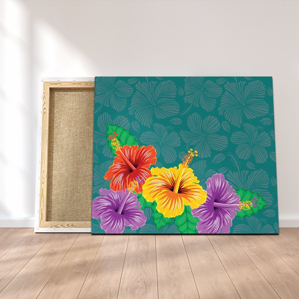 Hawaiian Colorful Hibiscus Polynesian Canvas - AH Canvas Poly-cotton - Polynesian Pride