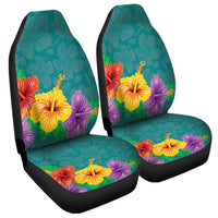 Hawaiian Colorful Hibiscus Polynesian Car Seat Covers - AH Universal Fit Black - Polynesian Pride