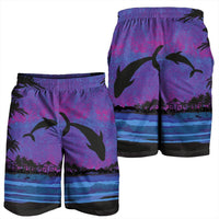 Hawaiian Dolphin In Night Polynesian Men's Shorts - AH - Polynesian Pride