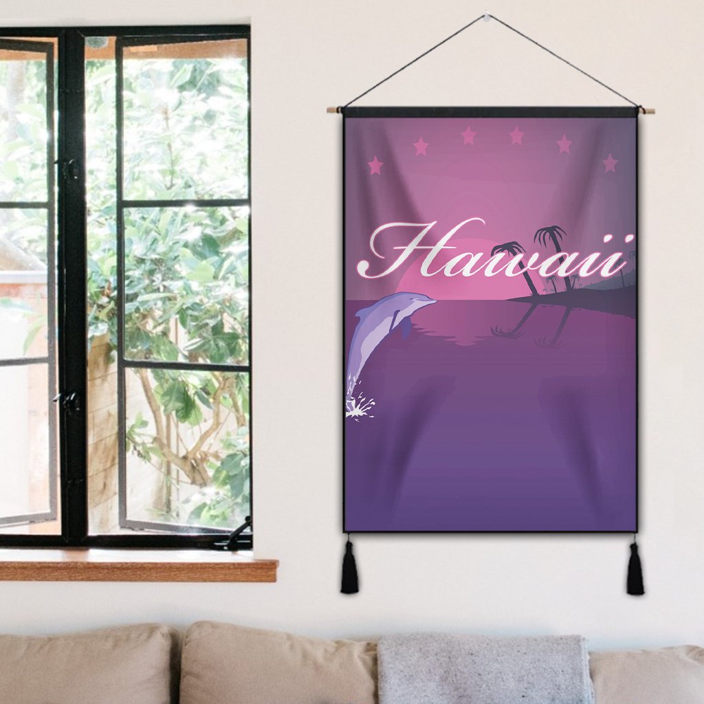 Hawaiian Dolphin Violet Polynesian Hanging Poster - AH - Polynesian Pride