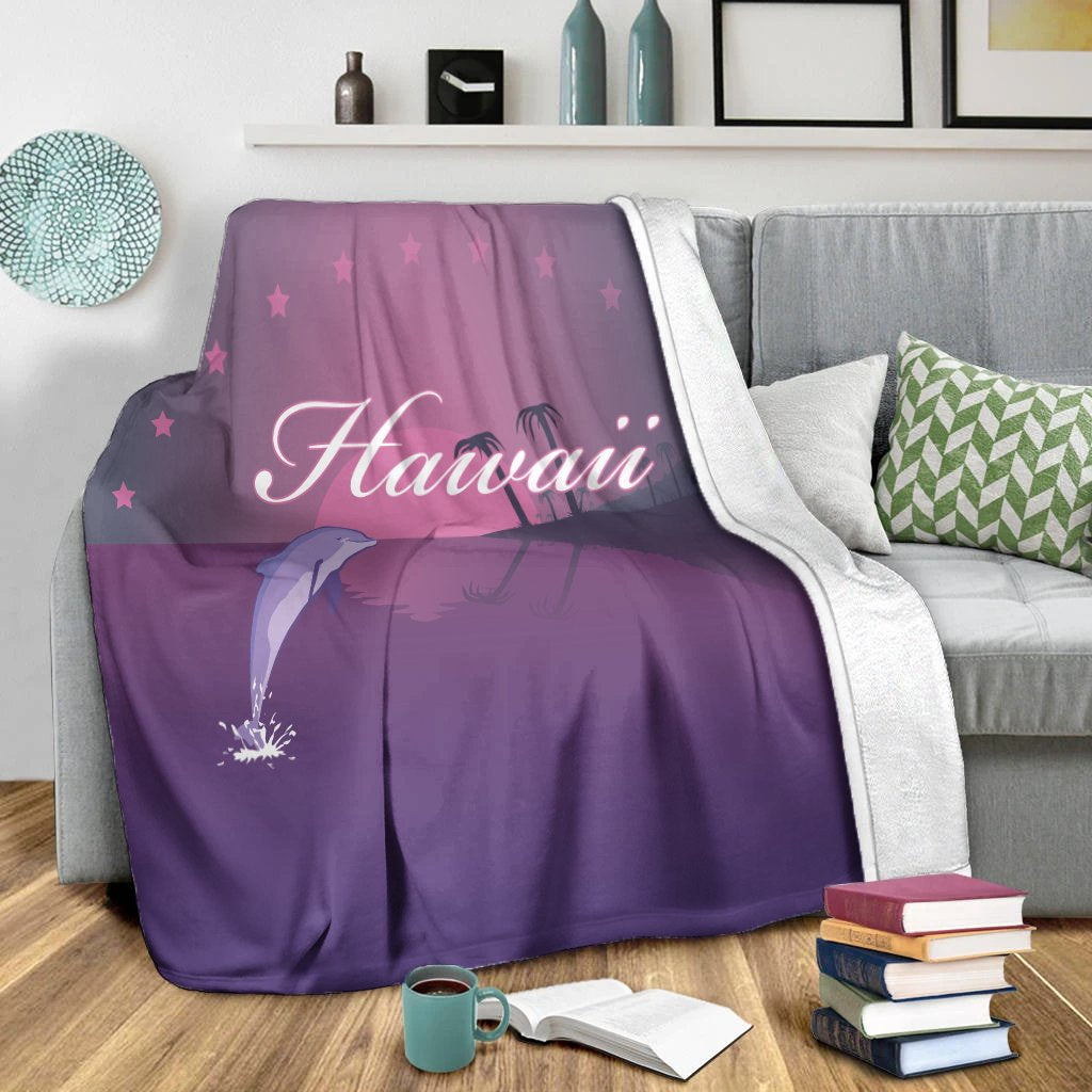 Hawaiian Dolphin Violet Polynesian Premium Blankets - AH - Polynesian Pride