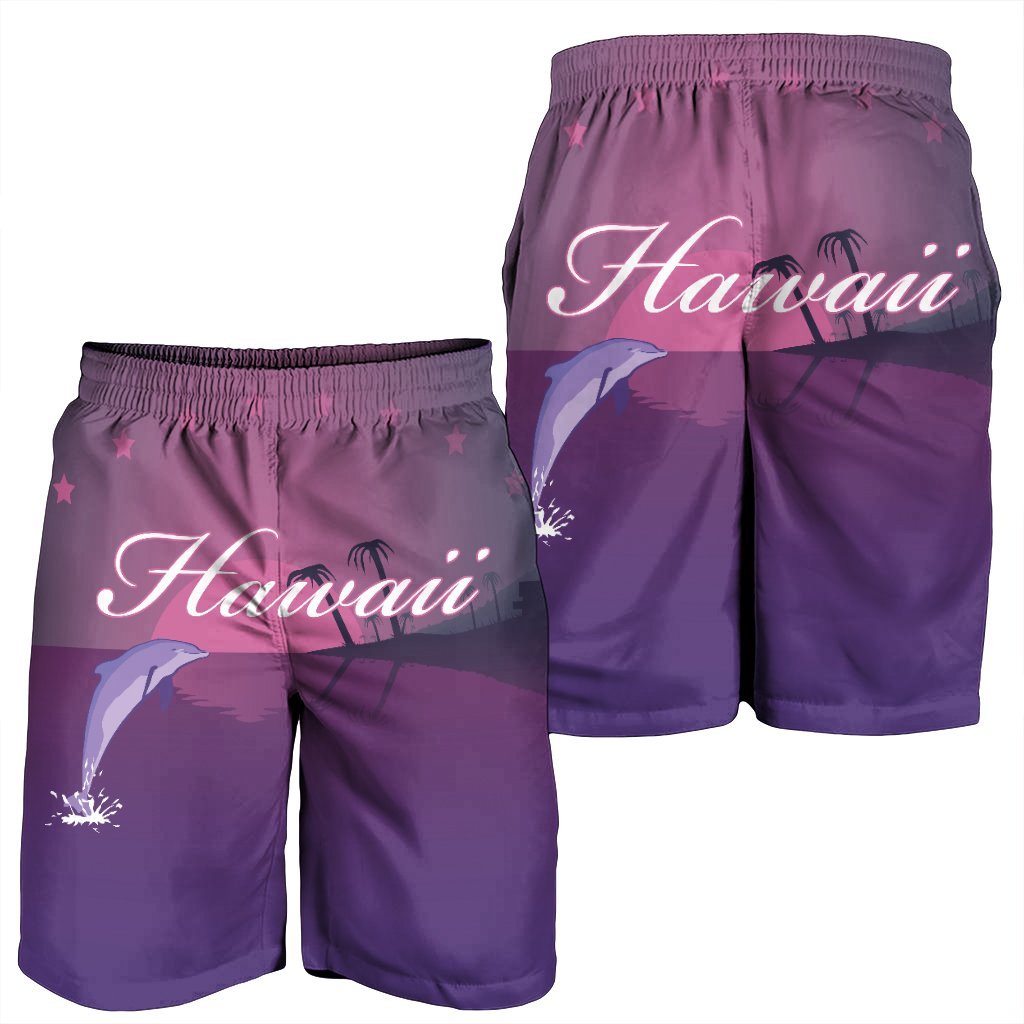 Hawaiian Dolphin Violet Polynesian Men's Shorts - AH - Polynesian Pride