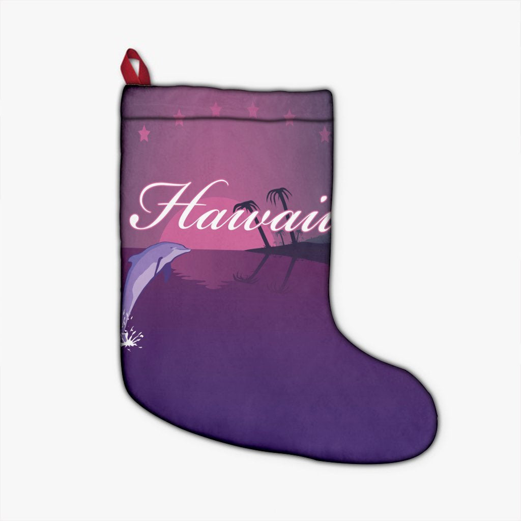 Hawaiian Dolphin Violet Polynesian Christmas Stocking - AH Christmas Stocking 26 X 42 cm Black - Polynesian Pride