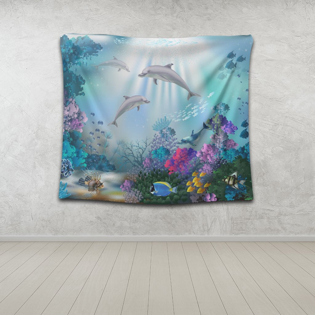 Hawaiian Dolphins Play The Ocean Polynesian Tapestry - AH - Polynesian Pride