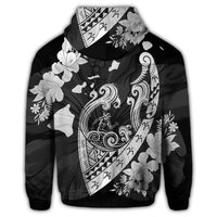 Hawaiian Fish Hook Hibiscus Banzai Surfing Polynesian Zip Hoodie - Polynesian Pride