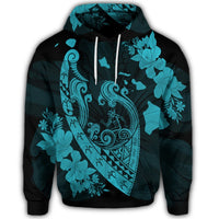 Hawaiian Fish Hook Hibiscus Banzai Surfing Polynesian Hoodie Blue - Polynesian Pride