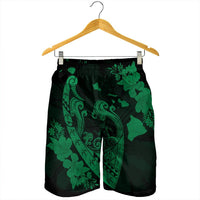 Hawaiian Fish Hook Hibiscus Banzai Surfing Polynesian Men's Shorts Green - AH - Polynesian Pride
