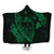 Hawaiian Fish Hook Hibiscus Banzai Surfing Polynesian Hooded Blanket Green - AH Hooded Blanket White - Polynesian Pride