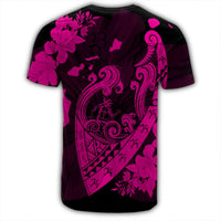 Hawaiian Fish Hook Hibiscus Banzai Surfing Polynesian T Shirt Pink - Polynesian Pride