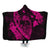 Hawaiian Fish Hook Hibiscus Banzai Surfing Polynesian Hooded Blanket Pink - AH Hooded Blanket White - Polynesian Pride