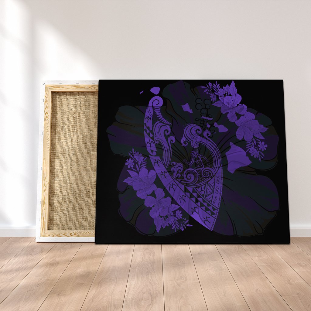 Hawaiian Fish Hook Hibiscus Banzai Surfing Polynesian Canvas Purple - AH Canvas Poly-cotton - Polynesian Pride