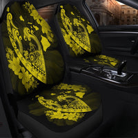 Hawaiian Fish Hook Hibiscus Banzai Surfing Polynesian Car Seat Covers Yellow - AH - Polynesian Pride