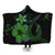 Hawaiian Fish Hook Hibiscus Plumeria Polynesian Hooded Blanket - Green - AH Hooded Blanket White - Polynesian Pride