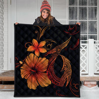 Hawaiian Fish Hook Hibiscus Plumeria Polynesian Premium Quilts - Orange - AH - Polynesian Pride
