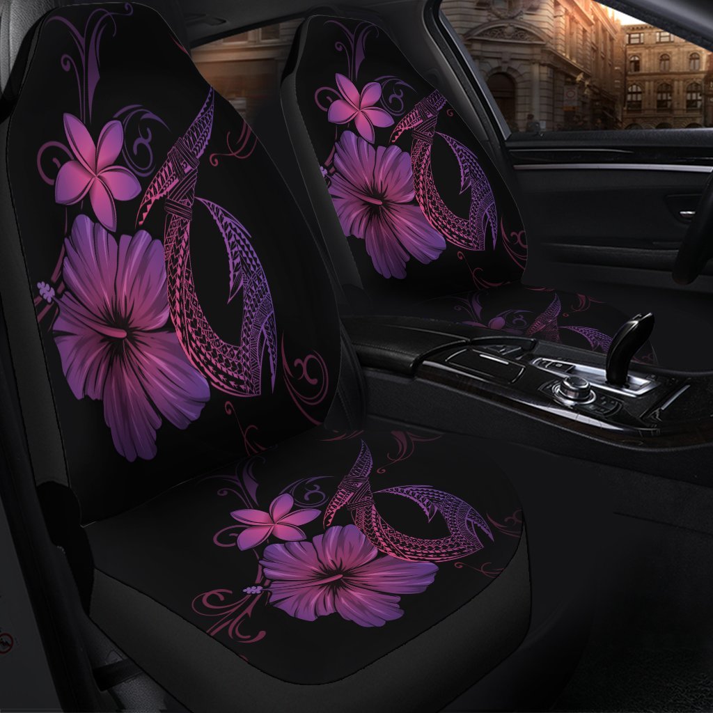 Hawaiian Fish Hook Hibiscus Plumeria Polynesian Car Seat Covers - Pink - AH - Polynesian Pride