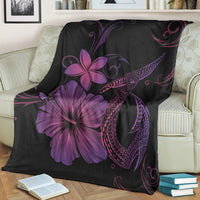 Hawaiian Fish Hook Hibiscus Plumeria Polynesian Premium Blankets - Pink - AH - Polynesian Pride