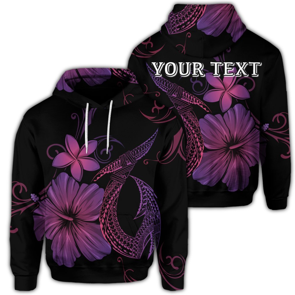 Custom Hawaiian Fish Hook Hibiscus Plumeria Polynesian Hoodie Pink Unisex Art - Polynesian Pride