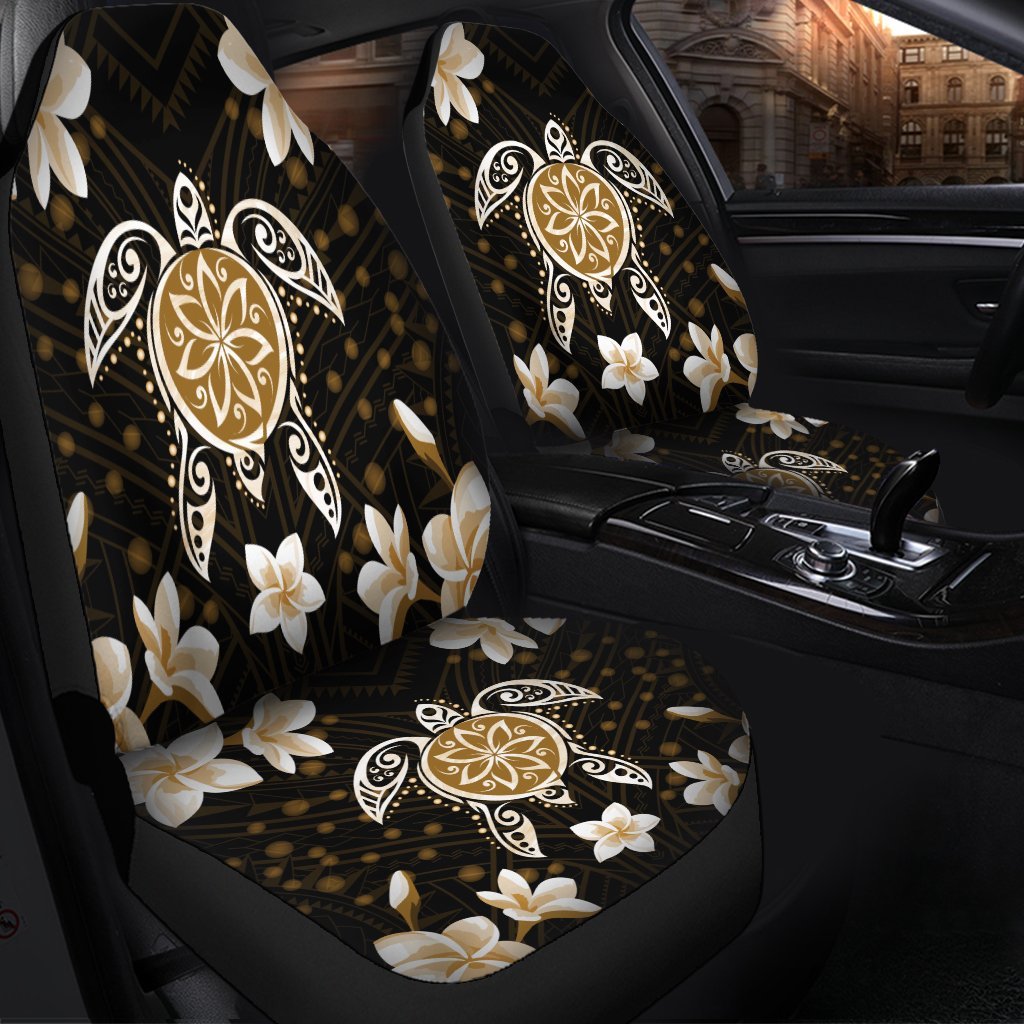 Hawaiian Gold Turtle Plumeria Car Seat Covers AH - Polynesian Pride