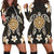 Hawaiian Gold Turtle Plumeria Hoodie Dress AH Black - Polynesian Pride